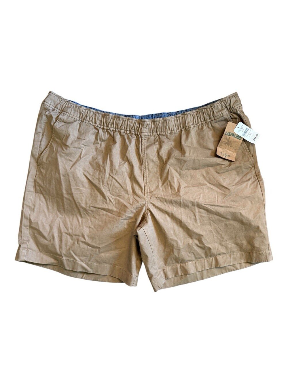 LL Bean Shorts Mens XXXL 8" LAKEWASHED Stretch Heritage Khaki Shorts Pull On NWT